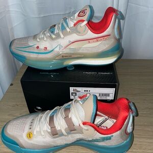 Kids White and Red Athletic Shoes